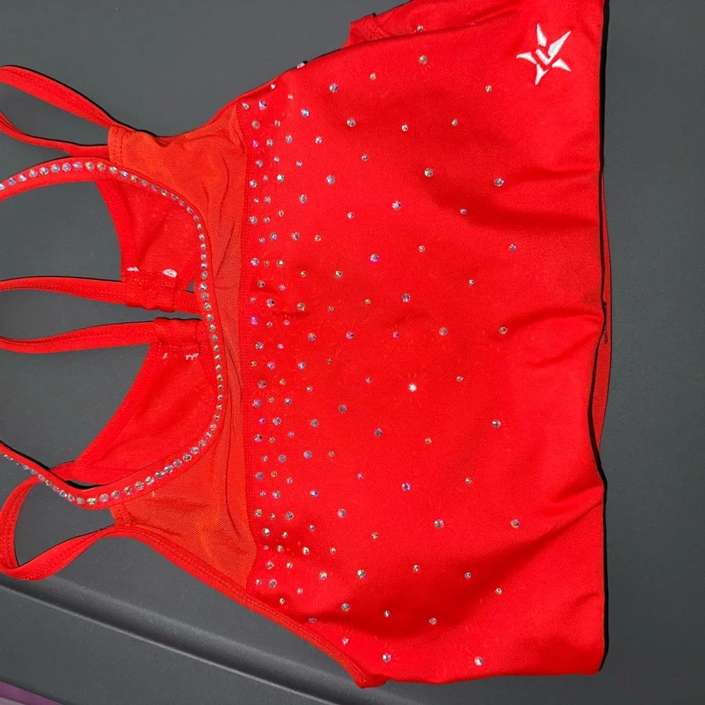 Rebel Athletic Red Rhinestone Sports Bra - Picture 1 of 4